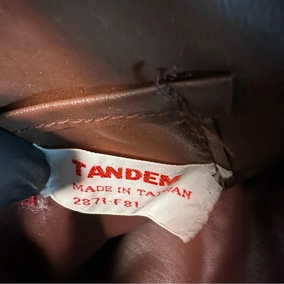 Adorable VGUC Vintage Brown Naugahyde Tandem Handbag - Picture 11 of 12